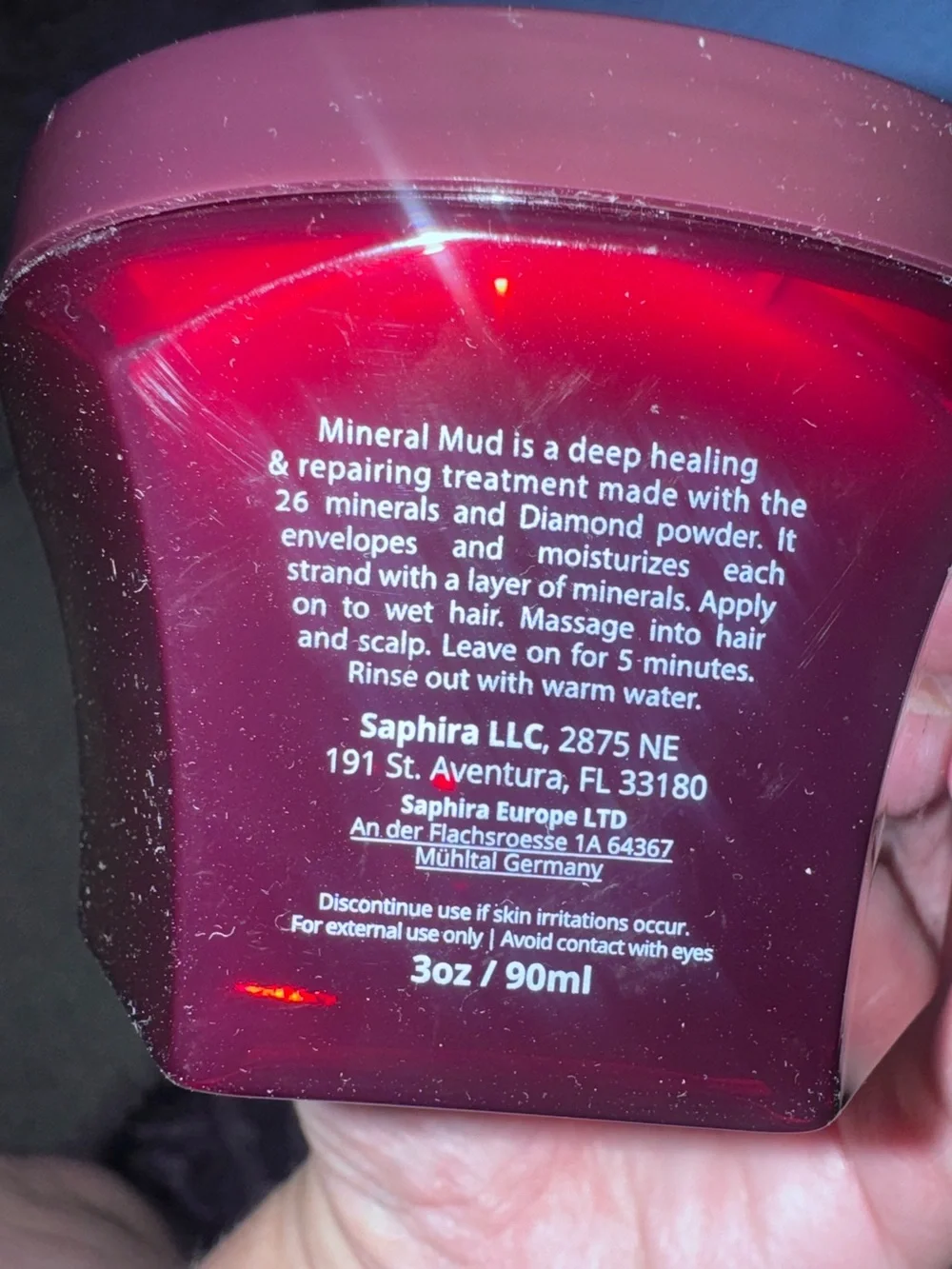 Saphira Healing Repair Mud Hair Mask with Dead Sea Minerals NEW 3 Ounce Jar